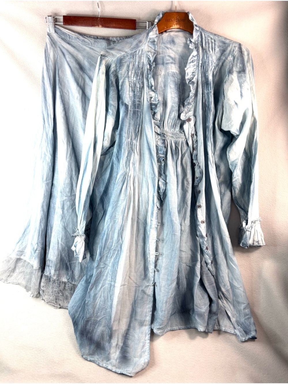 APU M Etherial Fairy Feminine Lagenlook Light Blue Maxi Skirt Set